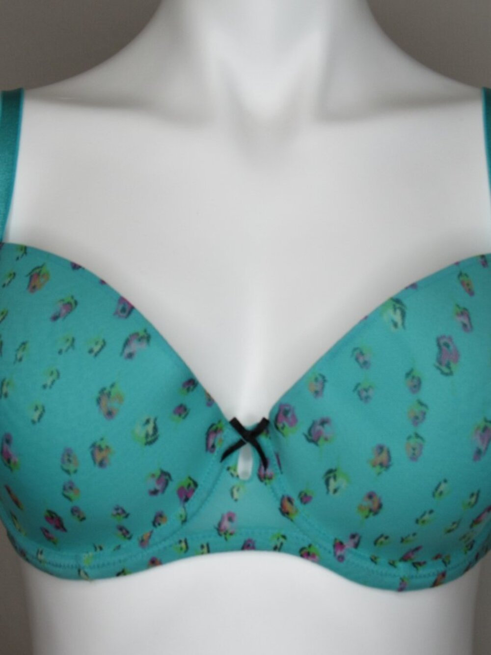 Betsey Johnson Aqua Blue Floral Mesh Full Coverage Bra 36D